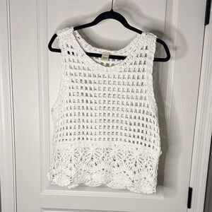 Ultra Pink Ivory Crochet Sleeveless Top